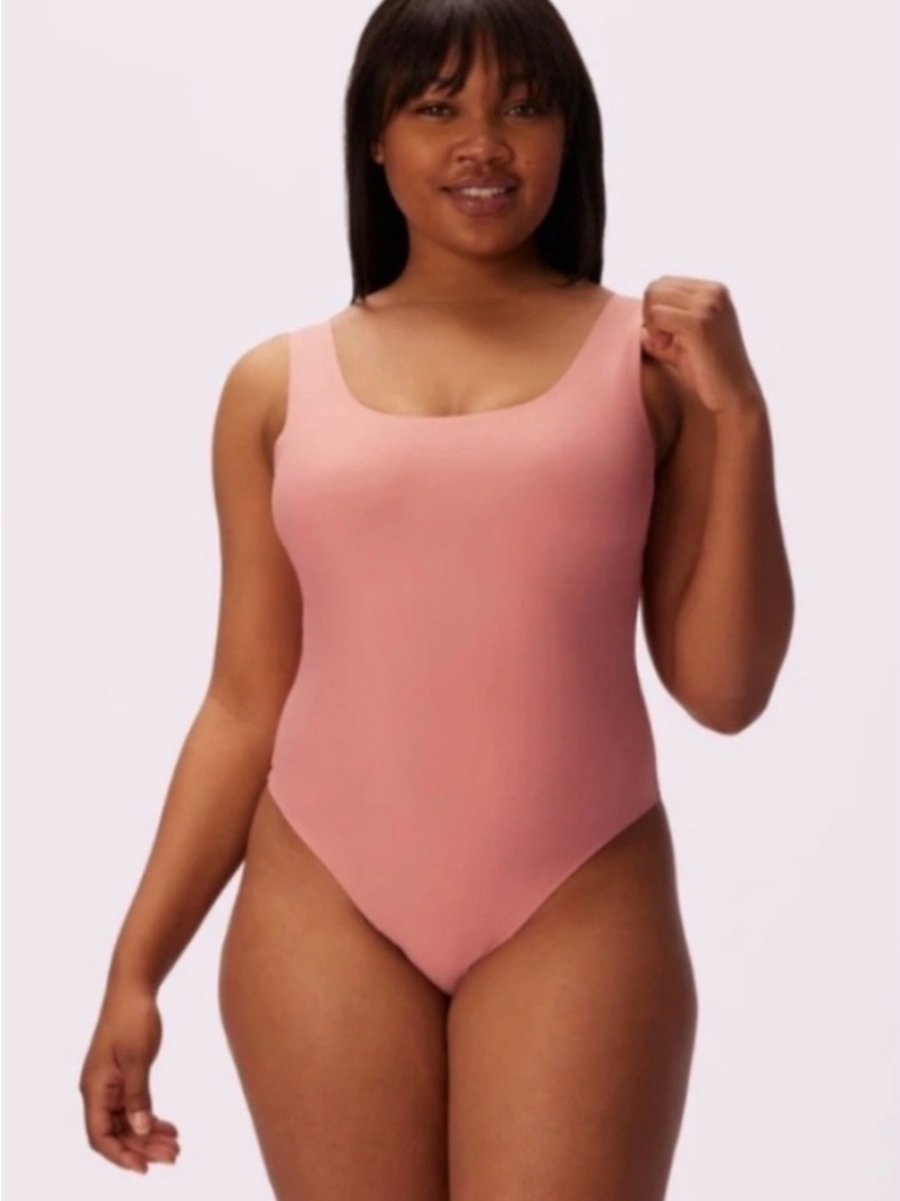 Parade Seamless “Nearly Naked” Thong Square Neck Bodysuit Dusty Rose Size Medium